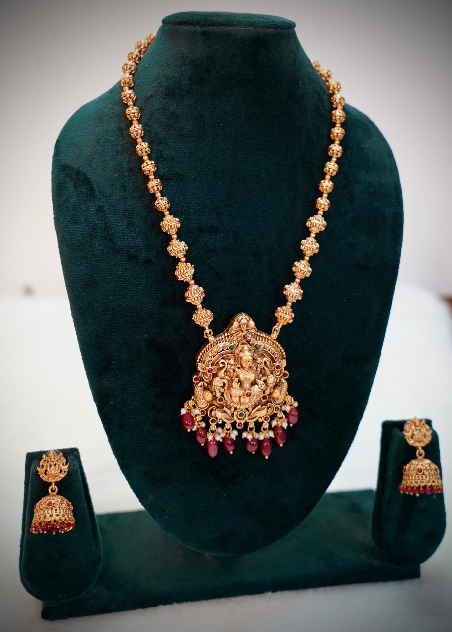 Premium Lakshmi haram with ruby Victorian beads