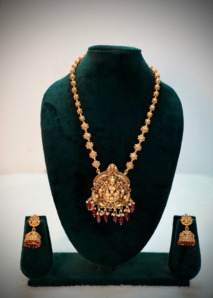 Premium Lakshmi haram with ruby Victorian beads