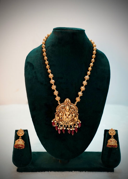 Premium Lakshmi haram with ruby Victorian beads