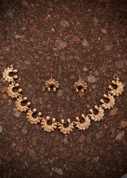 Traditional half moon Necklace with white beads