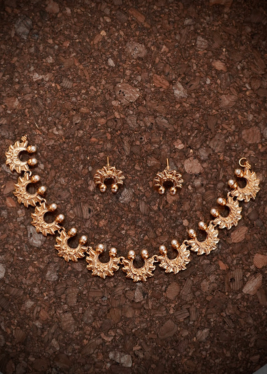 Traditional half moon Necklace with white beads