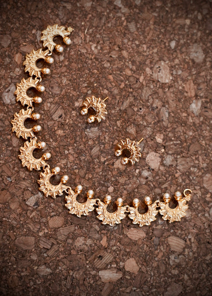 Traditional half moon Necklace with white beads