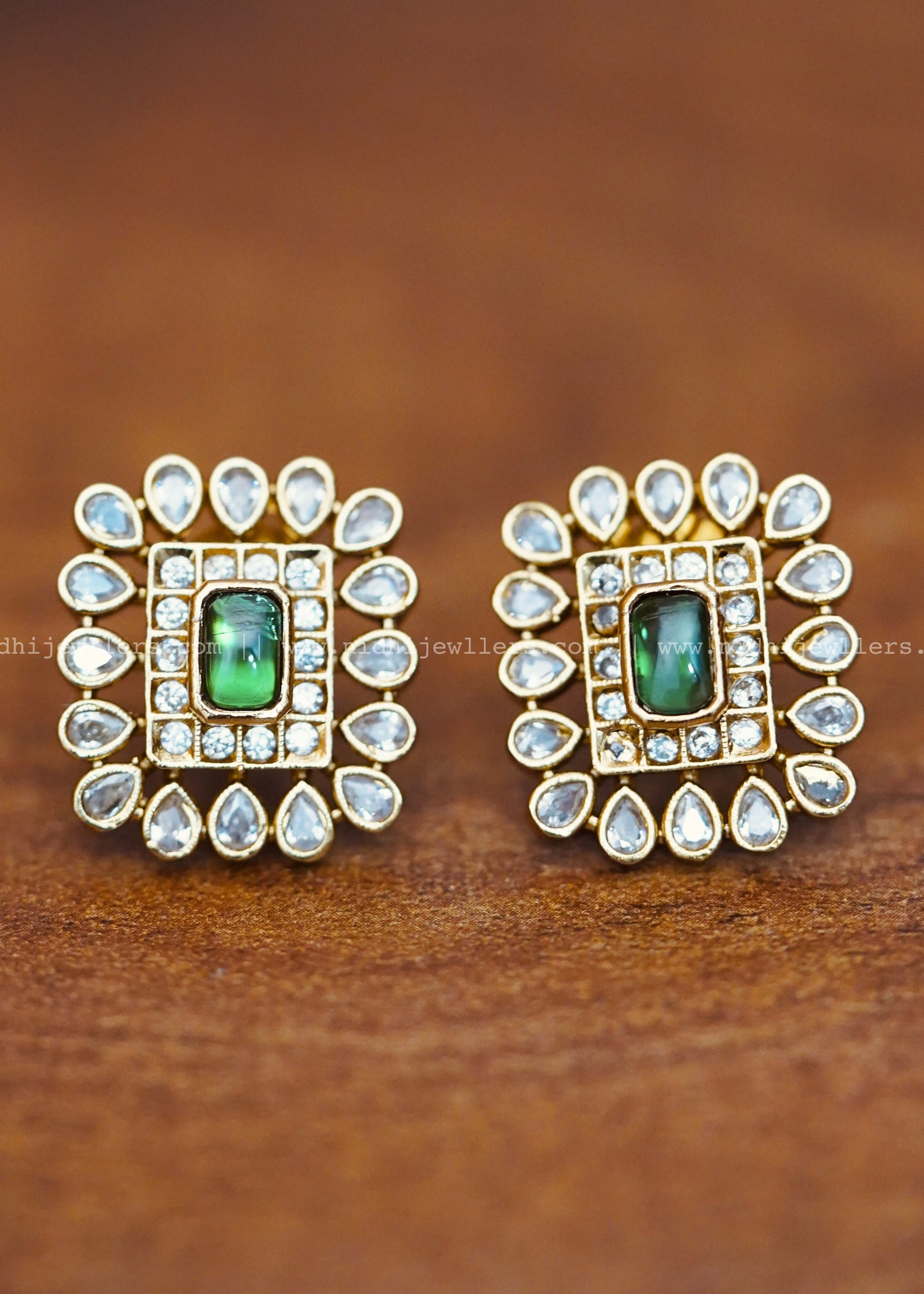 Premium Green and white stone earring