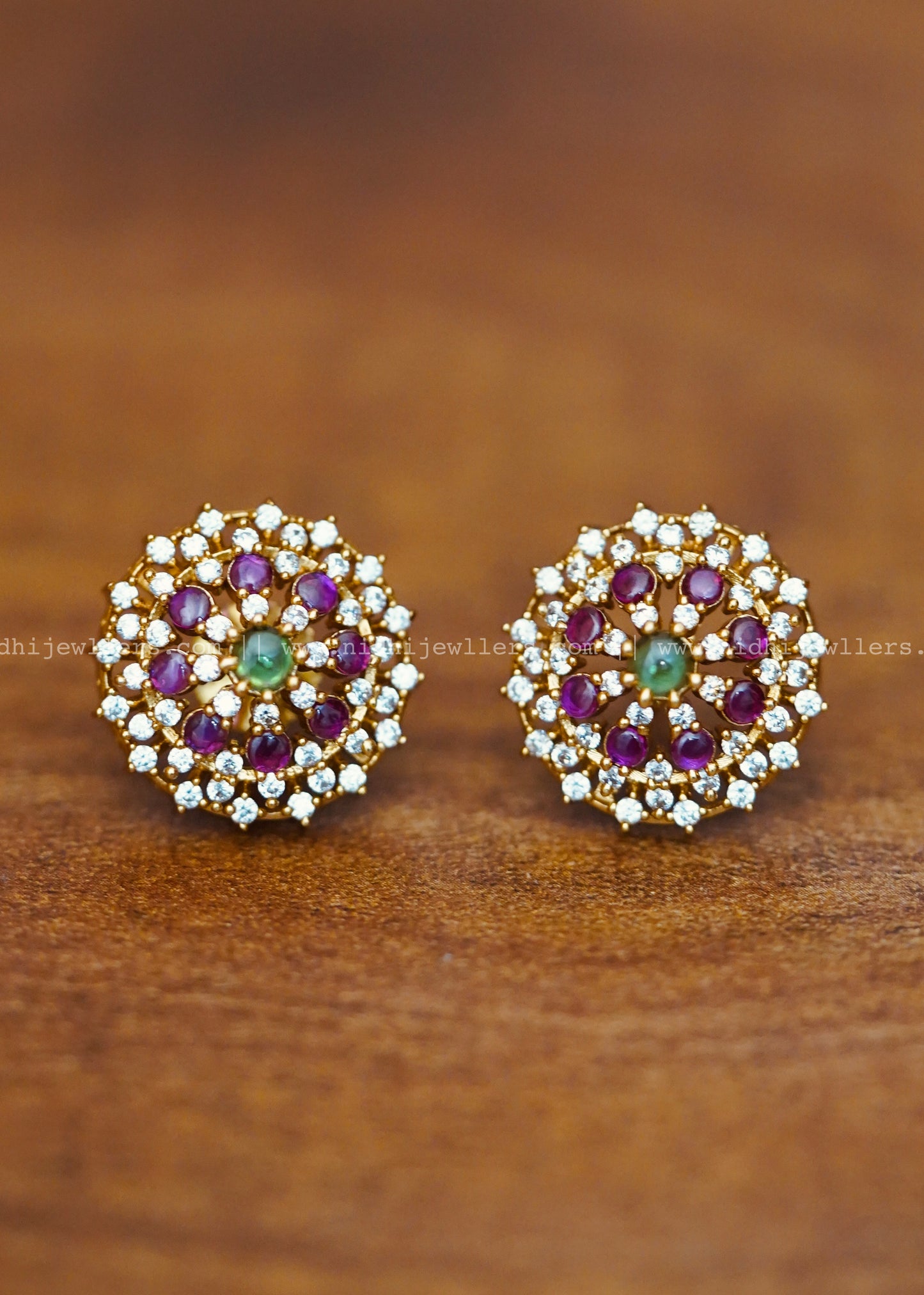 Premium Stone multicoloured floral earrings