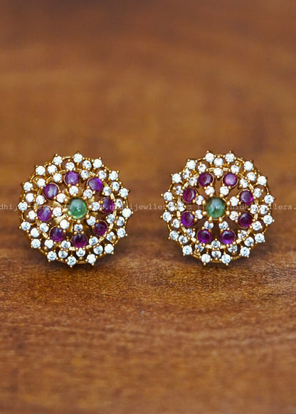 Premium Stone multicoloured floral earrings