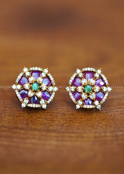 Premium multicoloured stone earrings