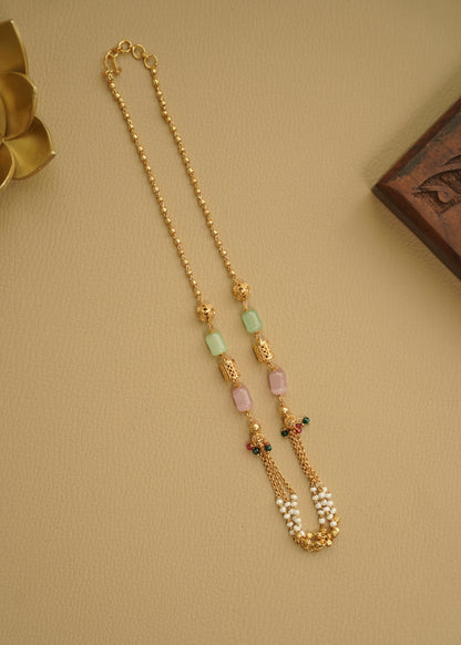 Real gold polished layered haram mint beads H240112