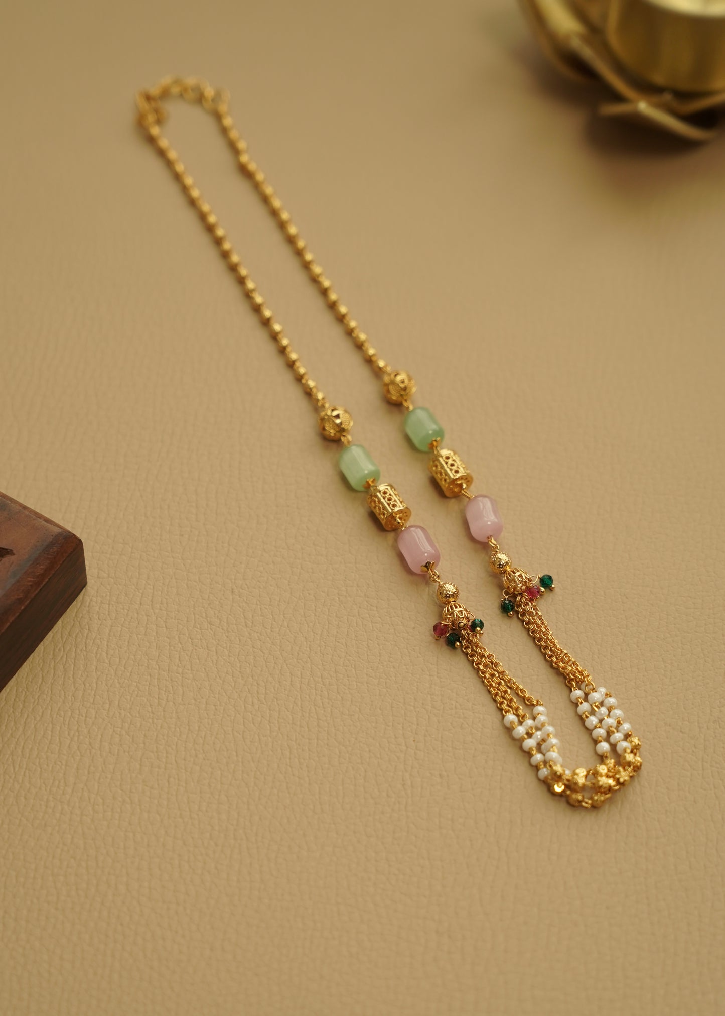 Real gold polished layered haram mint beads H240112