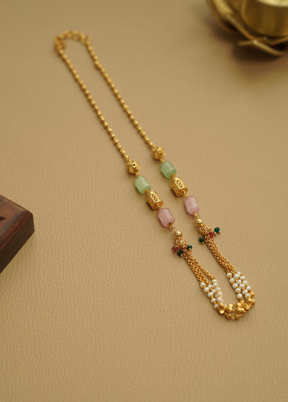 Real gold polished layered haram mint beads H240112