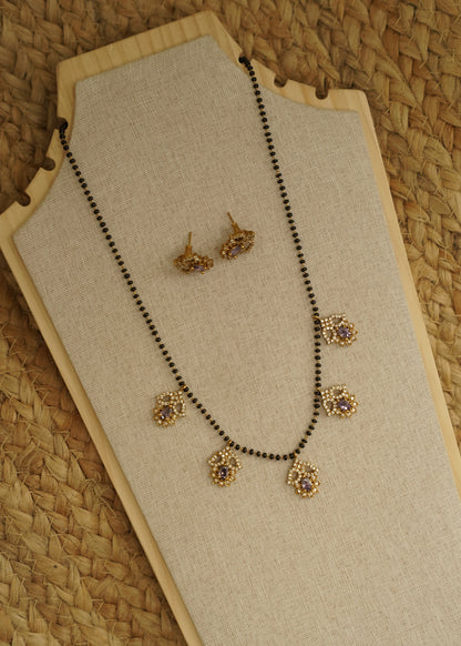 Premium AD pendents black beads necklace
