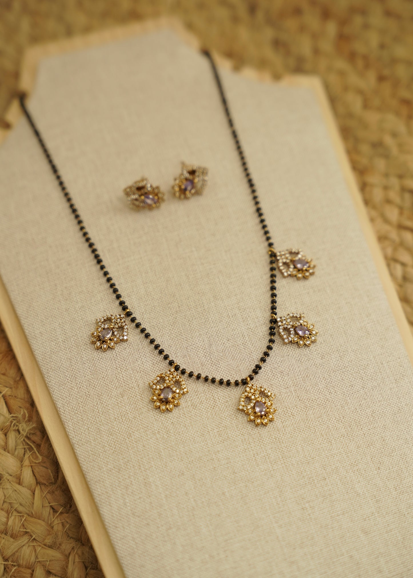 Premium AD pendents black beads necklace