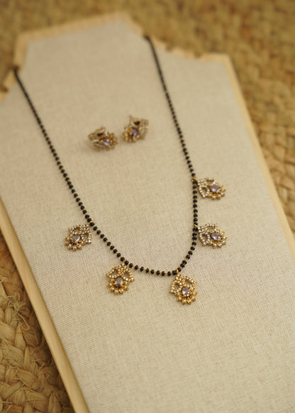 Premium AD pendents black beads necklace