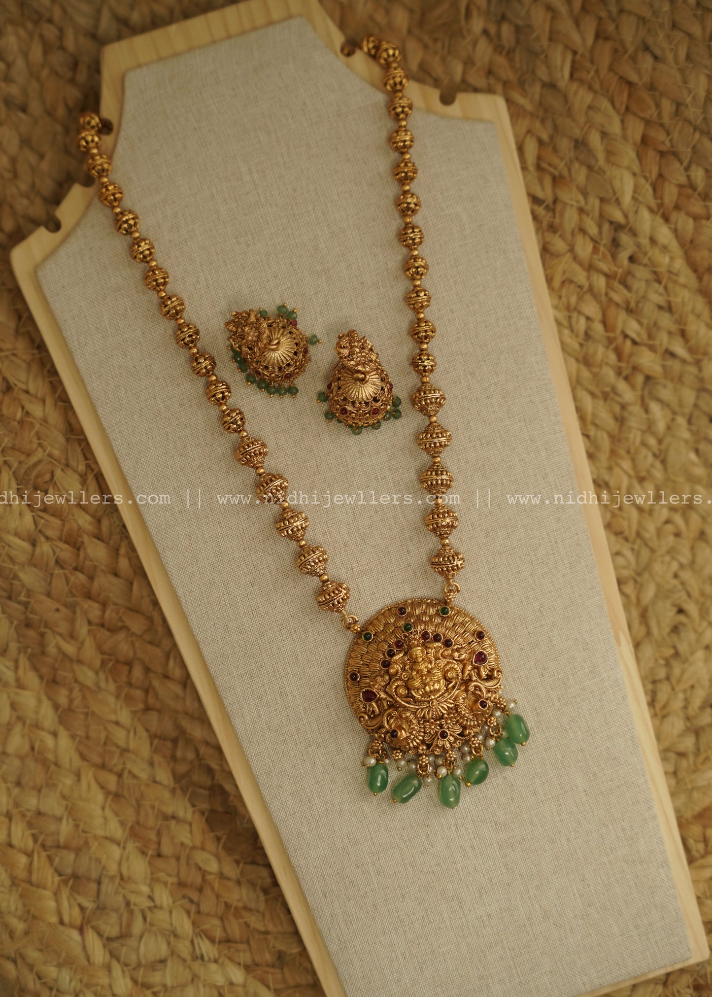 Lakshmi Ball Haram With Green Victorian Beads