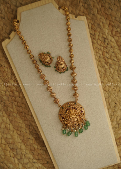 Lakshmi Ball Haram With Green Victorian Beads