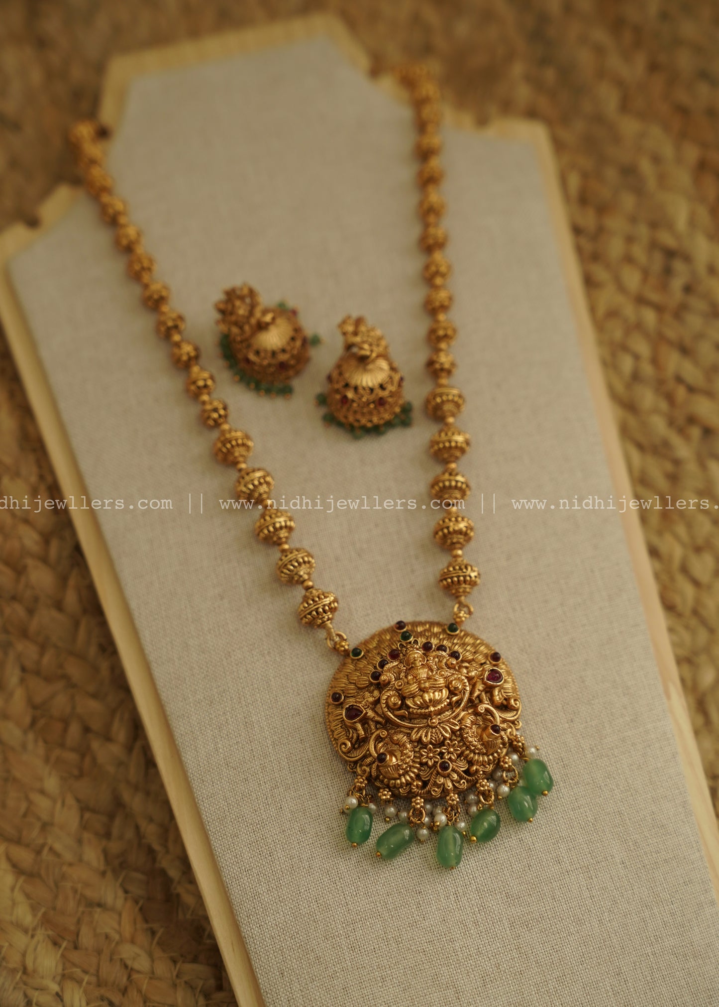 Lakshmi Ball Haram With Green Victorian Beads