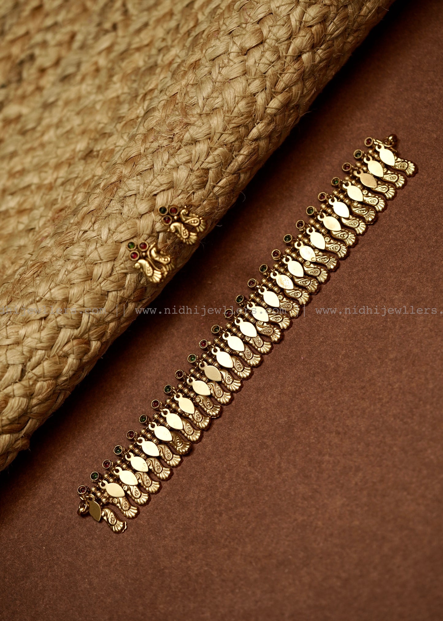 Antique Peacock Elakkathali Fusion Choker Set with Matching Earrings