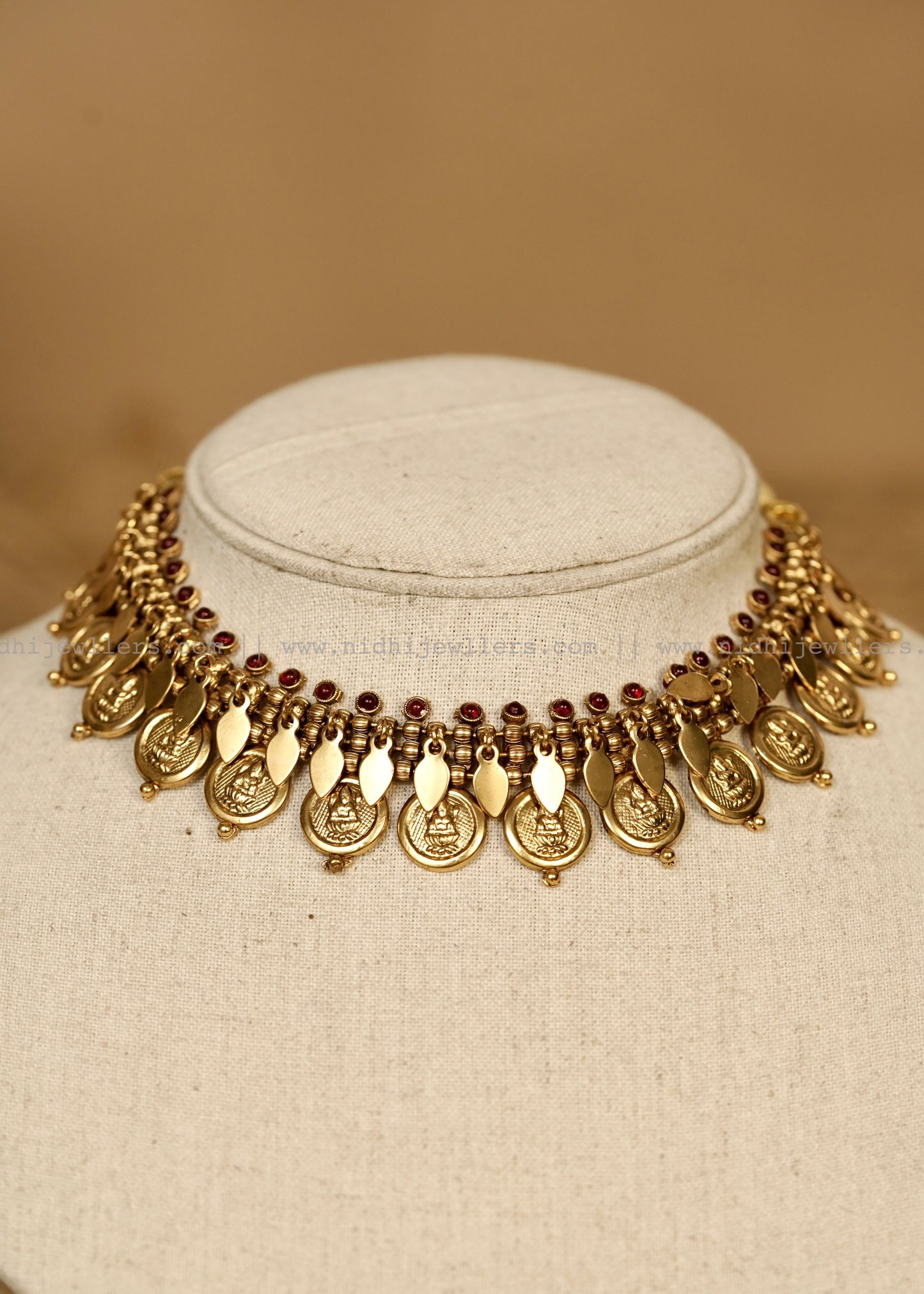 Antique Peacock Elakkathali Fusion Choker Set with Matching Earrings