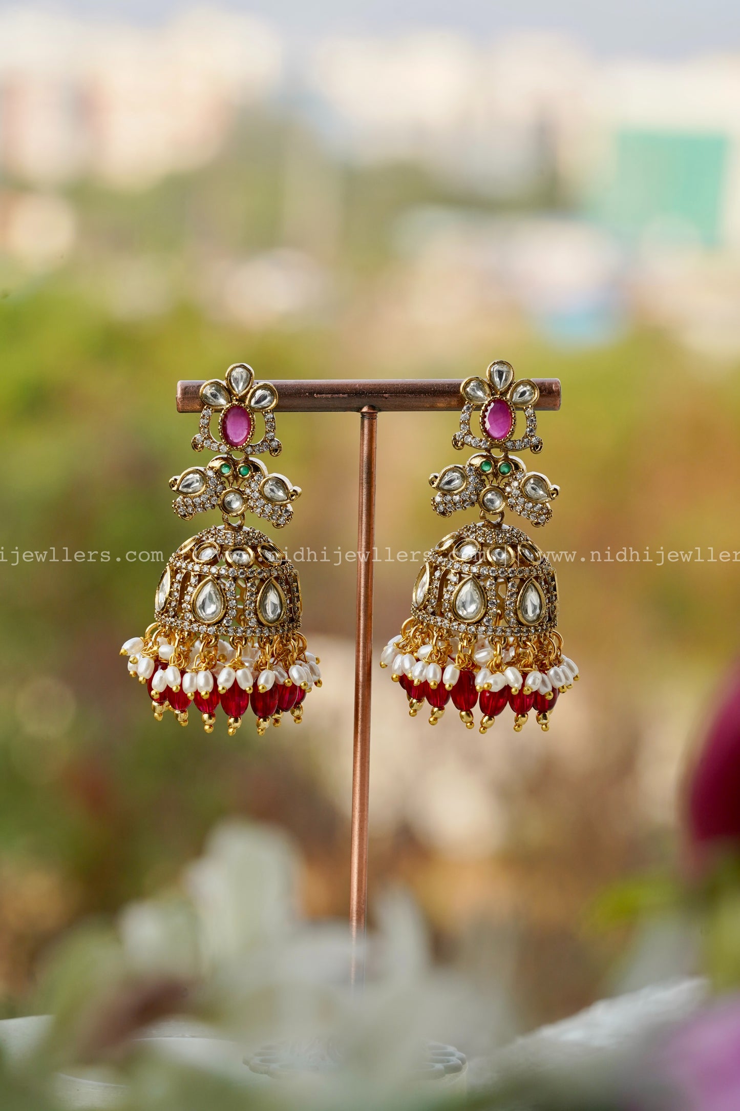 Premium ad stone victorian polish jhumka