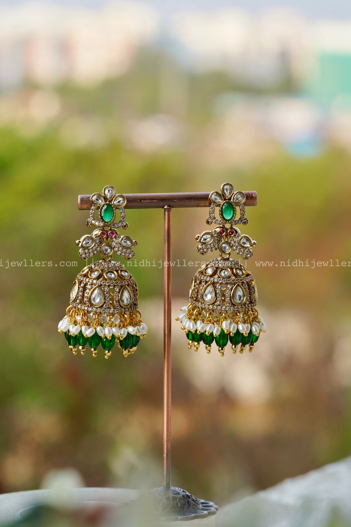 Premium ad stone victorian polish jhumka