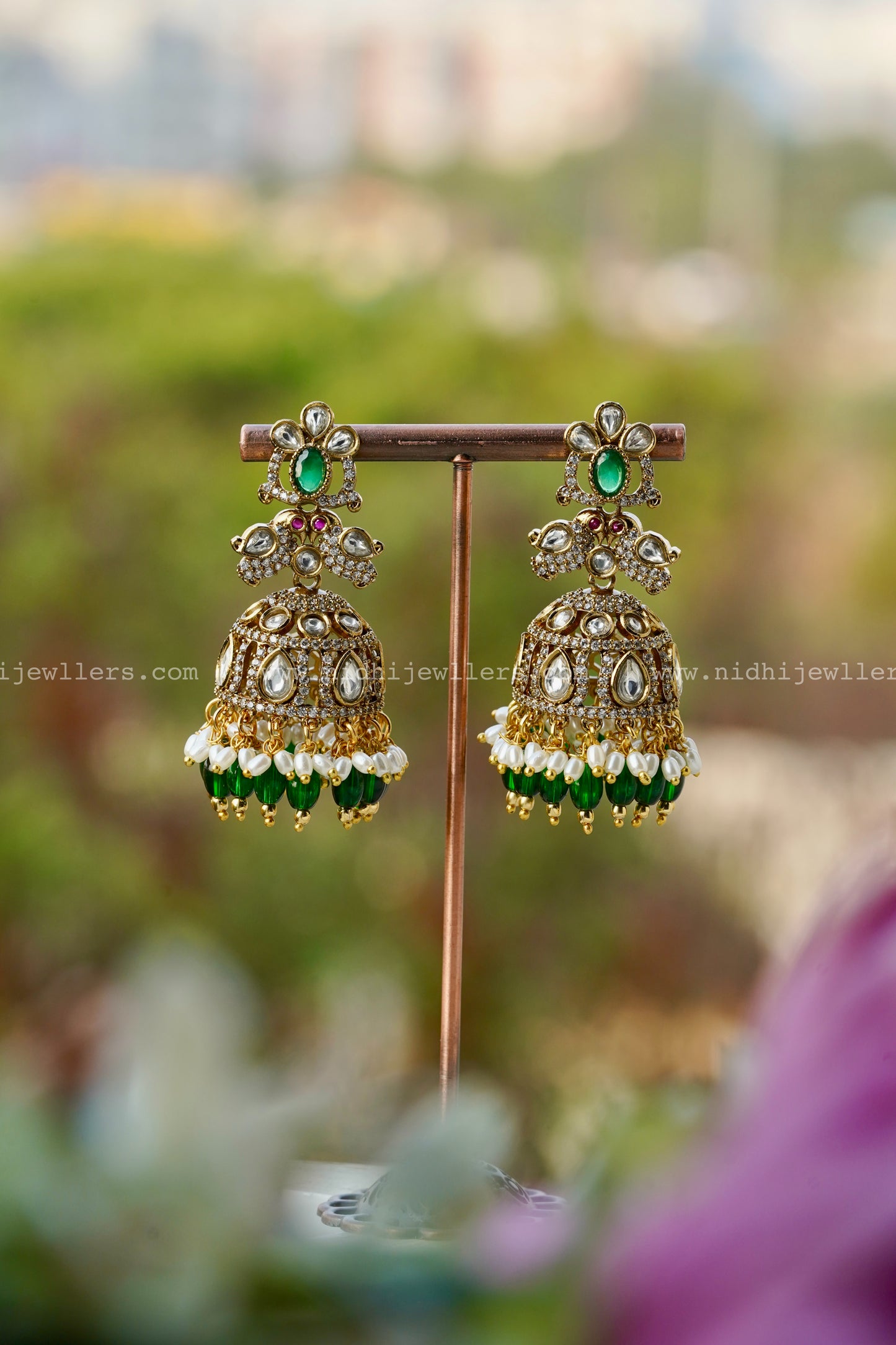 Premium ad stone victorian polish jhumka