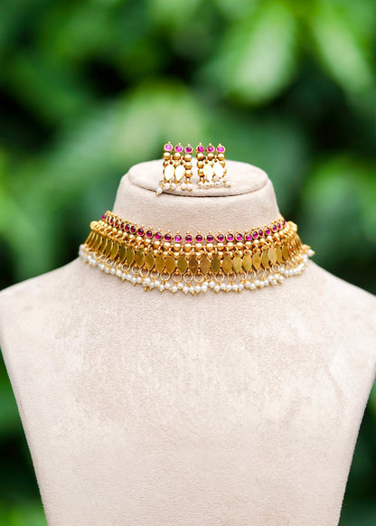 Antique Ruby Kemp & Pearl Elakkathali Choker Set – Chandra