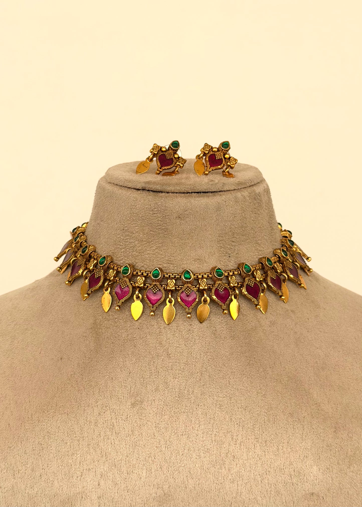Purple Antique Palakka Elakkathali Fusion Choker
