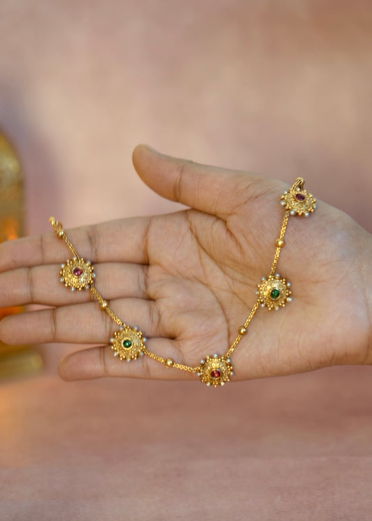 Antique floral choker red