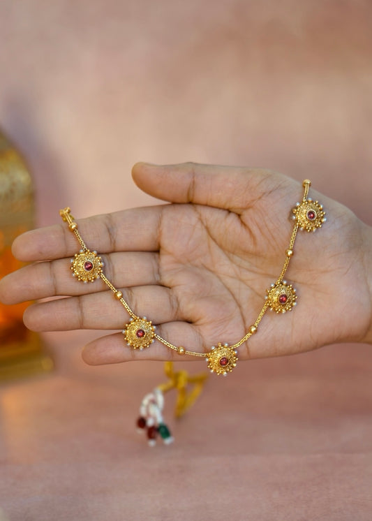 Antique floral choker red