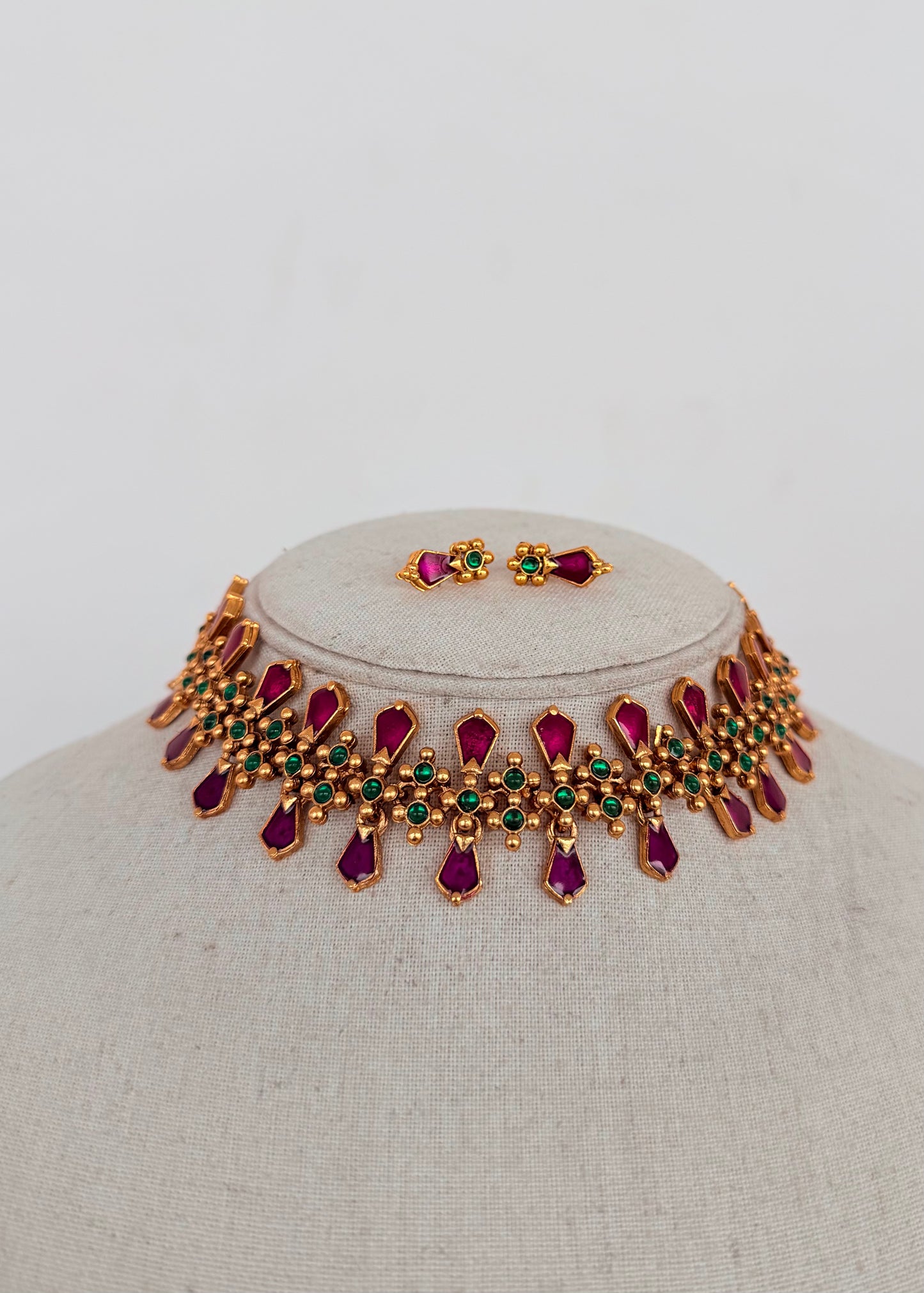 Antique Finish Purple Nagapadam Choker Set - Anya