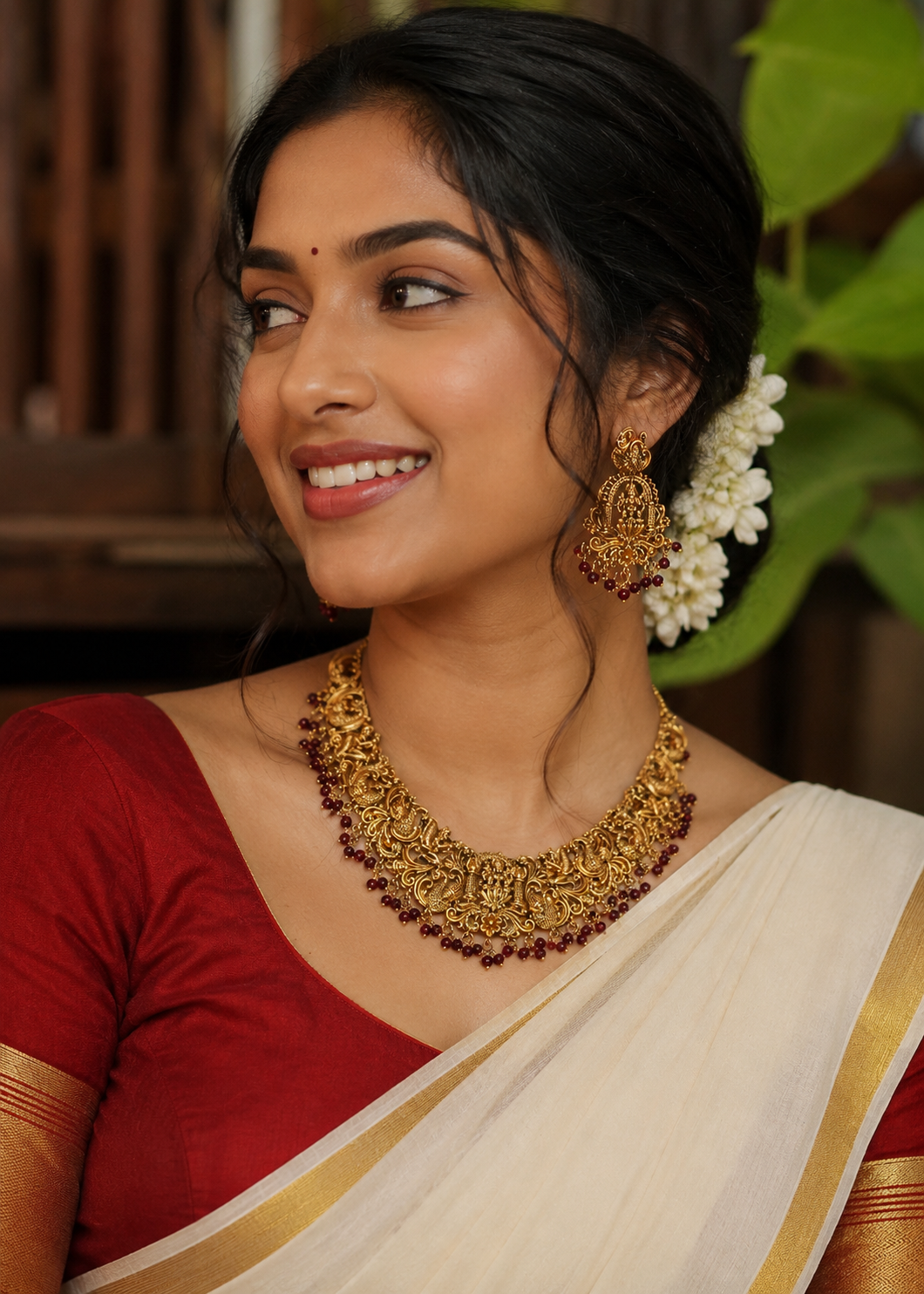 Lakshmi necklace -Vedika -Maroon