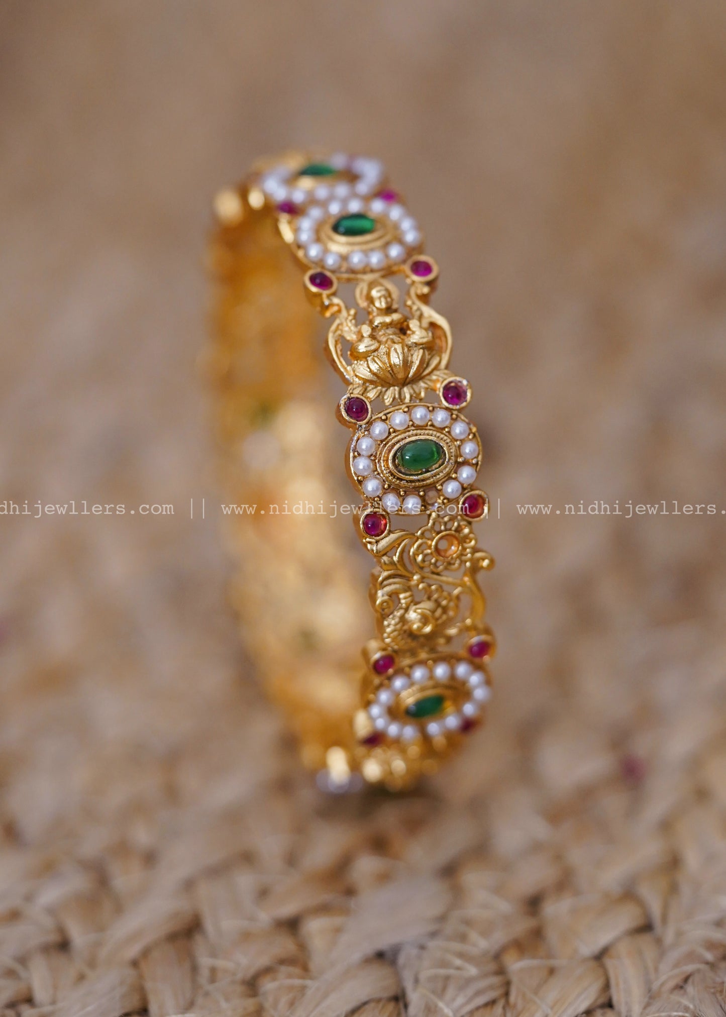 Lakshmi white beads bangle
